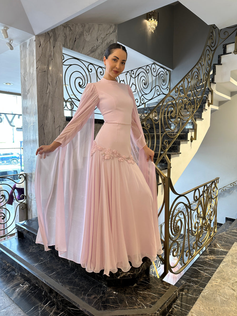 Ethereal Rose Draped Gown