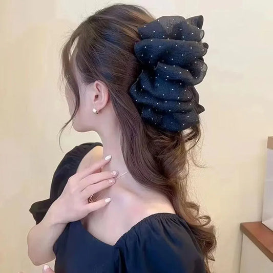 Chiffon Large C Mesh Bubble Hair Hair Bow Jaw Silk Clips